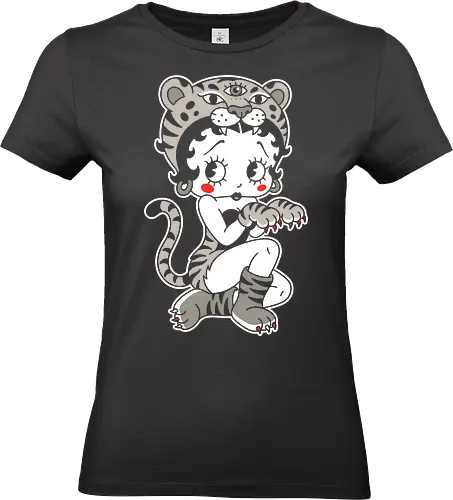 Minimalist Tiger Kigurumi - minimalist anime shirt, negative space graphic tee, tiger kigurumi apparel, kawaii streetwear, cute animal onesie design, aesthetic otaku fashion, phantom cat clothing, subtle anime merch, Japanese kawaii aesthetic, minimalist graphic streetwear - Standard T-Shirt (Women)