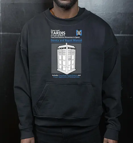 Blaue Polizeibox Zeitmaschine Technisches Servicehandbuch - Zeitmaschine Reparatur, Haynes Parodie Sci-Fi Kunst, Zeitreise Box Design, blaue Box Geek Druck, britisches technisches Handbuch Kunst, britisches Sci-Fi Shirt, Vintage Zeitmaschine Design, Sci-Fi Telefonzelle Druck, britische Haynes Parodie Kunst, Geek Sci-Fi Shirt, exklusive blaue Box Design, britische Serie Druck, Premium Sci-Fi technische Kunst, britisches Nerd Shirt, blaue Polizeibox technisches Handbuch - Cropped Sweatshirt