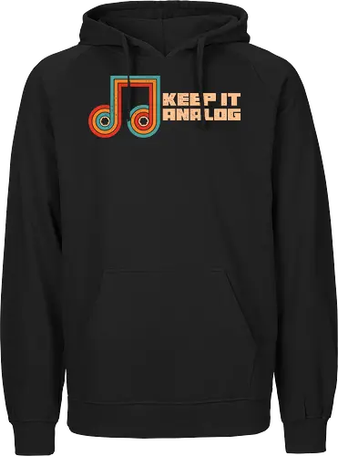 Keep It Analog - music, 70s, 80s, 90s, analog, band, cassette, cassette tape, geek, musician, nostalgia, old school, retro, rock, vintage - Fairtrade Hoodie
