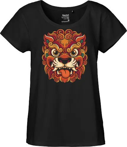 Guardian Spirit: The Foo Dog - Foo dog graphic tee, Chinese guardian lion shirt, Asian mythology apparel, neo traditional tattoo streetwear, Shishi mask design, Japanese folklore clothing, cultural art graphic shirt, fierce lion aesthetic, traditional Asian pattern tee, vintage guardian spirit merch - Fairtrade Girl Shirt