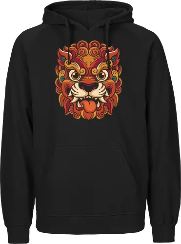 Guardian Spirit: The Foo Dog - Foo dog graphic tee, Chinese guardian lion shirt, Asian mythology apparel, neo traditional tattoo streetwear, Shishi mask design, Japanese folklore clothing, cultural art graphic shirt, fierce lion aesthetic, traditional Asian pattern tee, vintage guardian spirit merch - Fairtrade Hoodie