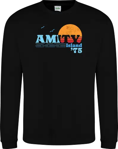 Amity Summer 75 - vacation, amity island, 1975, beach, geek, great white shark, horror, movies, nostalgia, retro, sea, shark, shark attack, shark week, vintage - Sweatshirt