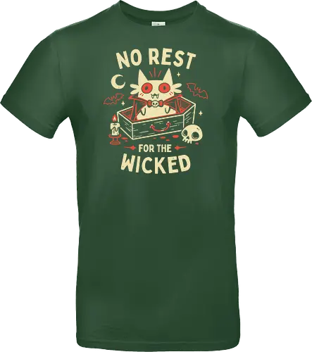 No Rest For The Wicked - Vampire Cat - vampire cat, batcat, dracula, spooky, halloween, coffin, no sleep, wicked, horror, bats, creepy cute, gothic, white cat, oktober - Standard T-Shirt