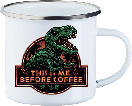 This is me before coffee - Dinosaur, dinosaurs, coffee, caffeine, morning, funny, humor, coffee lover - Enamel Mug
