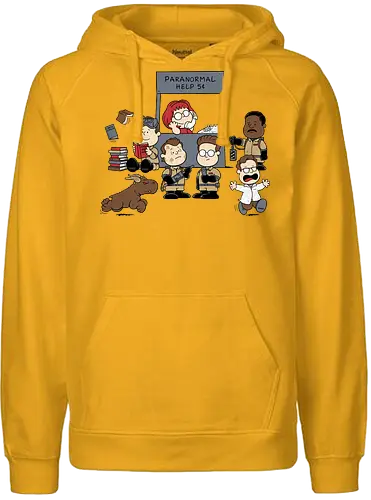 Kinder Geisterjäger Gruppe – Comics und Film Nostalgie Mashup - Nerd Nostalgie Shirt, Kinder Geisterjäger Gruppe Mashup, klassische Comics Film Crossover, 80er Nostalgie Kunst, Ghost, Peanuts, Charlie Brown, Lucy, Linus, Pigpen, mashup geek, süßes Crossover Kinder Druck, Geisterjagd süßes Design, Charles Schulz, Ghostbusters 1984, Comic Crossover Kunst, Nostalgie Geek Shirt, Kinder übernatürliche Jagd Design, klassischer Crossover Druck, nostalgische Mashup Kunst, Geek Nostalgie Shirt, exklusives süßes Crossover Design, Kinder Nostalgie Druck, amerikanische Crossover Kunst - Fairtrade Hoodie