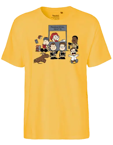 Kinder Geisterjäger Gruppe – Comics und Film Nostalgie Mashup - Nerd Nostalgie Shirt, Kinder Geisterjäger Gruppe Mashup, klassische Comics Film Crossover, 80er Nostalgie Kunst, Ghost, Peanuts, Charlie Brown, Lucy, Linus, Pigpen, mashup geek, süßes Crossover Kinder Druck, Geisterjagd süßes Design, Charles Schulz, Ghostbusters 1984, Comic Crossover Kunst, Nostalgie Geek Shirt, Kinder übernatürliche Jagd Design, klassischer Crossover Druck, nostalgische Mashup Kunst, Geek Nostalgie Shirt, exklusives süßes Crossover Design, Kinder Nostalgie Druck, amerikanische Crossover Kunst - Fairtrade T-Shirt