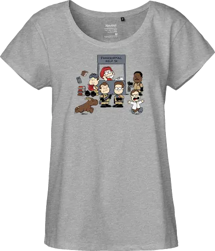 Kinder Geisterjäger Gruppe – Comics und Film Nostalgie Mashup - Nerd Nostalgie Shirt, Kinder Geisterjäger Gruppe Mashup, klassische Comics Film Crossover, 80er Nostalgie Kunst, Ghost, Peanuts, Charlie Brown, Lucy, Linus, Pigpen, mashup geek, süßes Crossover Kinder Druck, Geisterjagd süßes Design, Charles Schulz, Ghostbusters 1984, Comic Crossover Kunst, Nostalgie Geek Shirt, Kinder übernatürliche Jagd Design, klassischer Crossover Druck, nostalgische Mashup Kunst, Geek Nostalgie Shirt, exklusives süßes Crossover Design, Kinder Nostalgie Druck, amerikanische Crossover Kunst - Fairtrade Girl Shirt