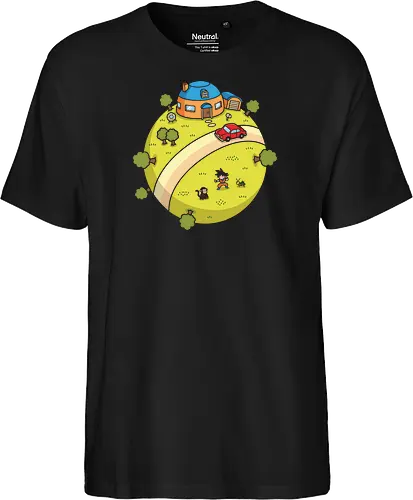 King Kai's Planet: 10x Gravity Training - classic manga clothing, King Kais planet shirt, Dragon Ball merch, anime training graphic tee, nostalgic 90s anime apparel, retro shonen streetwear, Goku training design, vintage anime landscape, aesthetic otaku fashion, isometric anime art - Fairtrade T-Shirt