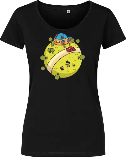 King Kai's Planet: 10x Gravity Training - classic manga clothing, King Kais planet shirt, Dragon Ball merch, anime training graphic tee, nostalgic 90s anime apparel, retro shonen streetwear, Goku training design, vintage anime landscape, aesthetic otaku fashion, isometric anime art - Women T-Shirt