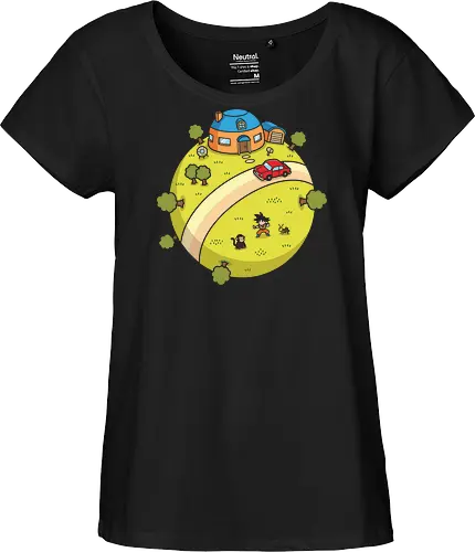 King Kai's Planet: 10x Gravity Training - classic manga clothing, King Kais planet shirt, Dragon Ball merch, anime training graphic tee, nostalgic 90s anime apparel, retro shonen streetwear, Goku training design, vintage anime landscape, aesthetic otaku fashion, isometric anime art - Fairtrade Girl Shirt