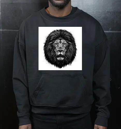 Lion Charcoal Art - Cropped Sweatshirt