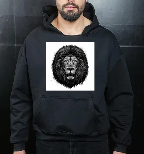 Lion Charcoal Art - Cropped Hoodie