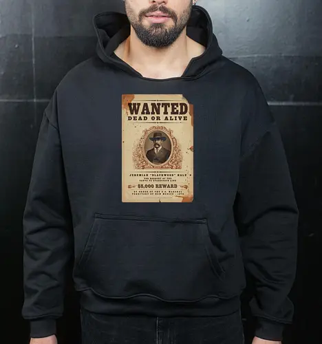 Classic Vintage wild West Wanted Poster - Classic, Outlaw, Historic, Wanted Poster, Vintage, Wild West, Retro, Old West, Dead or Alive, Cowboy - Cropped Hoodie