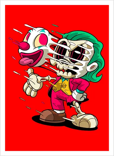Freaky Clown Schurke – Dunkle Cartoon Horror Underground - freaky Clown Schurke Art, Cartoon Horror Underground, Schurke Clown dunkles Shirt, Horror Cartoon Clown, grünes Haar Schurke Art, Joker, dunkles Pop Art Schurke, alternativer freaky Clown, verrückte Cartoon Mode, chaotischer Skelett Clown Art, Underground dunkles Geek, Horror Nostalgie Schurke, Punk Clown Cartoon, alternative Cartoon Shirt, dunkle Retro Schurke Art, chaotischer grüner Cartoon Clown - Artprint