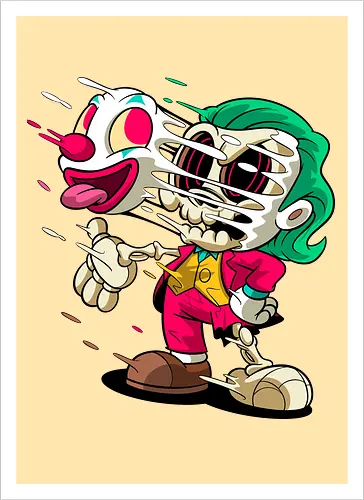 Freaky Clown Schurke – Dunkle Cartoon Horror Underground - freaky Clown Schurke Art, Cartoon Horror Underground, Schurke Clown dunkles Shirt, Horror Cartoon Clown, grünes Haar Schurke Art, Joker, dunkles Pop Art Schurke, alternativer freaky Clown, verrückte Cartoon Mode, chaotischer Skelett Clown Art, Underground dunkles Geek, Horror Nostalgie Schurke, Punk Clown Cartoon, alternative Cartoon Shirt, dunkle Retro Schurke Art, chaotischer grüner Cartoon Clown - Artprint