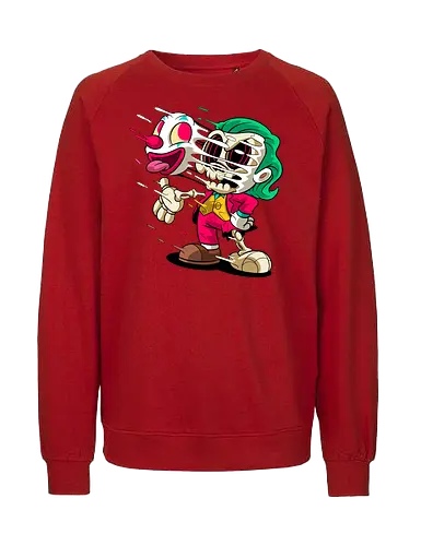 Freaky Clown Schurke – Dunkle Cartoon Horror Underground - freaky Clown Schurke Art, Cartoon Horror Underground, Schurke Clown dunkles Shirt, Horror Cartoon Clown, grünes Haar Schurke Art, Joker, dunkles Pop Art Schurke, alternativer freaky Clown, verrückte Cartoon Mode, chaotischer Skelett Clown Art, Underground dunkles Geek, Horror Nostalgie Schurke, Punk Clown Cartoon, alternative Cartoon Shirt, dunkle Retro Schurke Art, chaotischer grüner Cartoon Clown - Fairtrade Sweatshirt