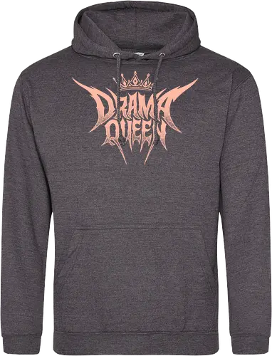 Drama Queen - drama queen, deathcore queen, heavy metal crown, slam metal style, pastel goth apparel, sarcastic graphic, ironic streetwear, alt princess, numetal aesthetics, y2k punk clothing, hardcore merch, spiky letter logo, regal tiara, pink metal shirt, grunge festival gear, bad girl style - Standard Hoodie