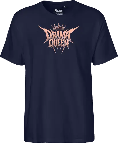 Drama Queen - drama queen, deathcore queen, heavy metal crown, slam metal style, pastel goth apparel, sarcastic graphic, ironic streetwear, alt princess, numetal aesthetics, y2k punk clothing, hardcore merch, spiky letter logo, regal tiara, pink metal shirt, grunge festival gear, bad girl style - Fairtrade T-Shirt