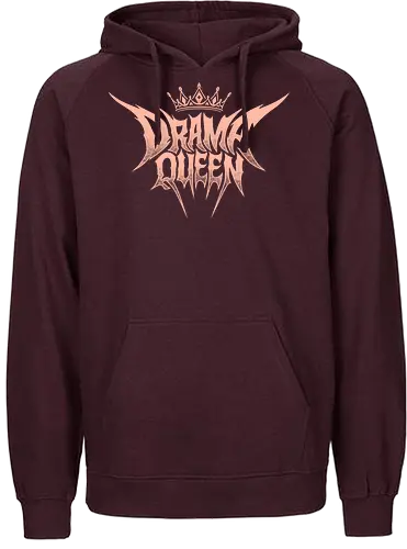 Drama Queen - drama queen, deathcore queen, heavy metal crown, slam metal style, pastel goth apparel, sarcastic graphic, ironic streetwear, alt princess, numetal aesthetics, y2k punk clothing, hardcore merch, spiky letter logo, regal tiara, pink metal shirt, grunge festival gear, bad girl style - Fairtrade Hoodie