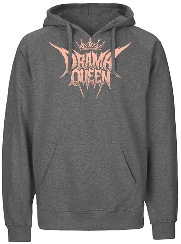 Drama Queen - drama queen, deathcore queen, heavy metal crown, slam metal style, pastel goth apparel, sarcastic graphic, ironic streetwear, alt princess, numetal aesthetics, y2k punk clothing, hardcore merch, spiky letter logo, regal tiara, pink metal shirt, grunge festival gear, bad girl style - Fairtrade Hoodie