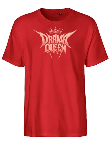 Drama Queen - drama queen, deathcore queen, heavy metal crown, slam metal style, pastel goth apparel, sarcastic graphic, ironic streetwear, alt princess, numetal aesthetics, y2k punk clothing, hardcore merch, spiky letter logo, regal tiara, pink metal shirt, grunge festival gear, bad girl style - Fairtrade T-Shirt