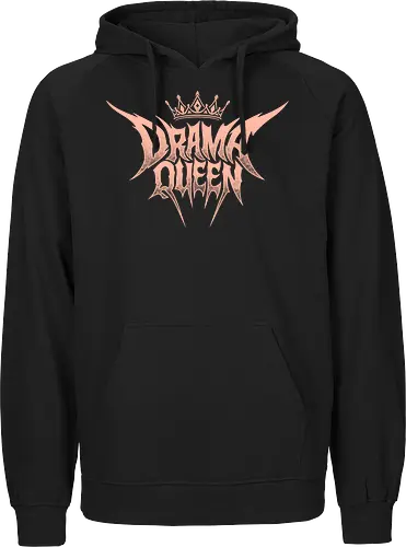 Drama Queen - drama queen, deathcore queen, heavy metal crown, slam metal style, pastel goth apparel, sarcastic graphic, ironic streetwear, alt princess, numetal aesthetics, y2k punk clothing, hardcore merch, spiky letter logo, regal tiara, pink metal shirt, grunge festival gear, bad girl style - Fairtrade Hoodie