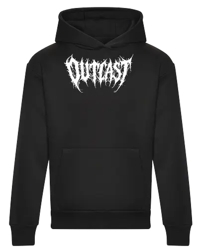 Outcast - outcast, death metal, metal logo, metalcore, goth aesthetic, hardcore, black metal, alternative style, outsider, grunge, punk rock, edgy design, underground, heavy metal, dark aesthetic, band style, brutal logo, alternative fashion, anti-mainstream - Heavyweight Hoodie