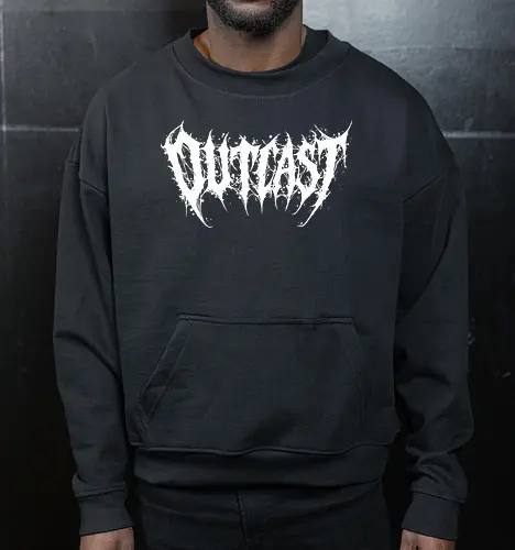Outcast - outcast, death metal, metal logo, metalcore, goth aesthetic, hardcore, black metal, alternative style, outsider, grunge, punk rock, edgy design, underground, heavy metal, dark aesthetic, band style, brutal logo, alternative fashion, anti-mainstream - Cropped Sweatshirt