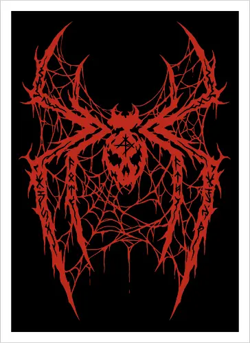 Spider Core - death metal, heavy metal, metalhead, spider, metal logo, dark aesthetic, gothic, cyber sigilism, anti hero, spiderweb, deathcore, streetwear, dark art, grunge, metal band - Artprint