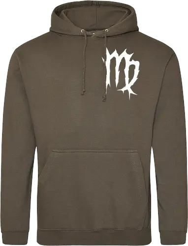 Virgo Heavy Metal Symbol - fractured lines, minimalist gothic art, esoteric fashion, virgo, virgo maiden, maiden glyph, doom metal style, industrial aesthetic, grunge clothing, analytical mind, august birthday, september birthday, virgo merch gift, monochrome streetwear, dark earth sign, punk rock gear - Standard Hoodie