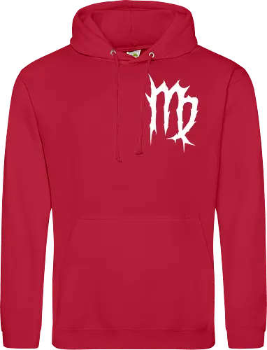 Virgo Heavy Metal Symbol - fractured lines, minimalist gothic art, esoteric fashion, virgo, virgo maiden, maiden glyph, doom metal style, industrial aesthetic, grunge clothing, analytical mind, august birthday, september birthday, virgo merch gift, monochrome streetwear, dark earth sign, punk rock gear - Standard Hoodie