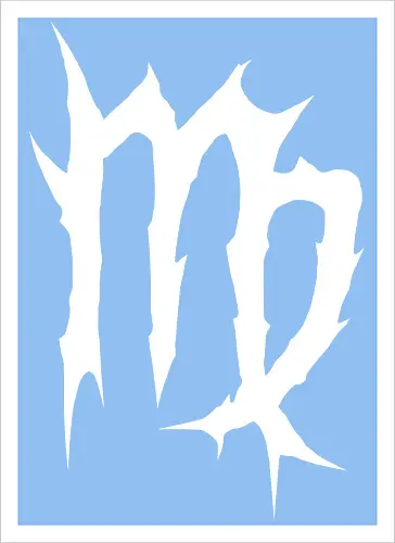Virgo Heavy Metal Symbol - fractured lines, minimalist gothic art, esoteric fashion, virgo, virgo maiden, maiden glyph, doom metal style, industrial aesthetic, grunge clothing, analytical mind, august birthday, september birthday, virgo merch gift, monochrome streetwear, dark earth sign, punk rock gear - Artprint