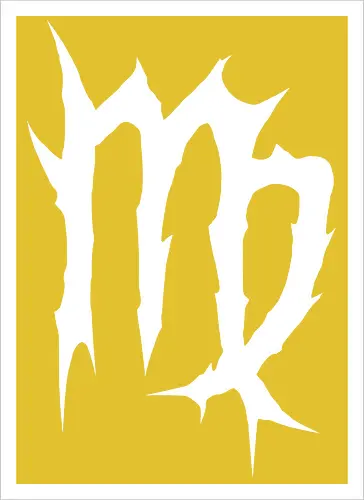 Virgo Heavy Metal Symbol - fractured lines, minimalist gothic art, esoteric fashion, virgo, virgo maiden, maiden glyph, doom metal style, industrial aesthetic, grunge clothing, analytical mind, august birthday, september birthday, virgo merch gift, monochrome streetwear, dark earth sign, punk rock gear - Artprint