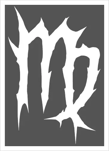 Virgo Heavy Metal Symbol - fractured lines, minimalist gothic art, esoteric fashion, virgo, virgo maiden, maiden glyph, doom metal style, industrial aesthetic, grunge clothing, analytical mind, august birthday, september birthday, virgo merch gift, monochrome streetwear, dark earth sign, punk rock gear - Artprint