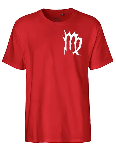 Virgo Heavy Metal Symbol - fractured lines, minimalist gothic art, esoteric fashion, virgo, virgo maiden, maiden glyph, doom metal style, industrial aesthetic, grunge clothing, analytical mind, august birthday, september birthday, virgo merch gift, monochrome streetwear, dark earth sign, punk rock gear - Fairtrade T-Shirt