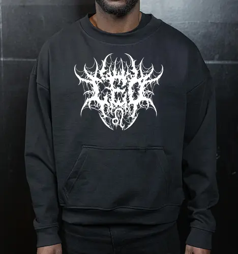 Leo Heavy Metal Style - dark aesthetic, leo zodiac, death metal, astrology, leo sign, metalhead, black metal, gothic astrology, heavy metal, deathcore, cyber sigilism, zodiac sign, horoscopes, edgy typography, dark art - Cropped Sweatshirt