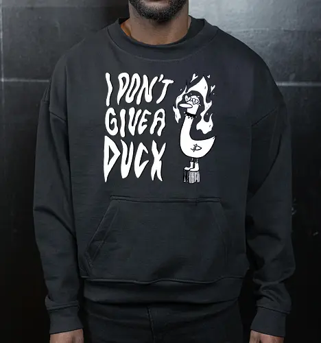 I Don't Give A Duck - Rock, Punk, Edgy, Duck, Statement, Spruch, Typo, Funny, Ente, Goose, Gans - Cropped Sweatshirt