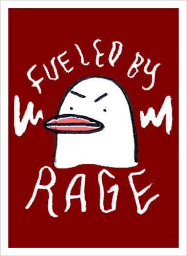Fueled By Rage - Duck, Ente, Spruch, Typo, Statement, Edgy - Artprint