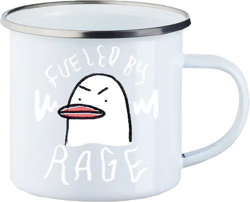 Fueled By Rage - Duck, Ente, Spruch, Typo, Statement, Edgy - Enamel Mug