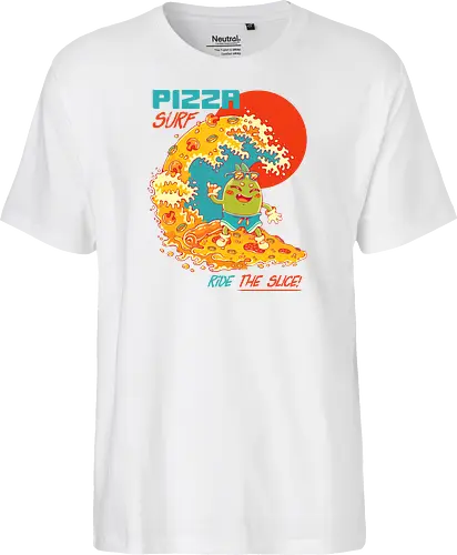 PIZZA SURF - pizza party, cute, joke, funny, pizza, surf, summer, cool, vacation - Fairtrade T-Shirt