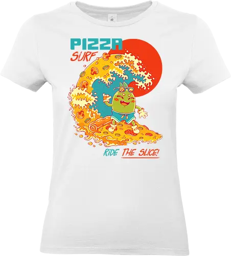 PIZZA SURF - pizza party, cute, joke, funny, pizza, surf, summer, cool, vacation - Standard T-Shirt (Women)