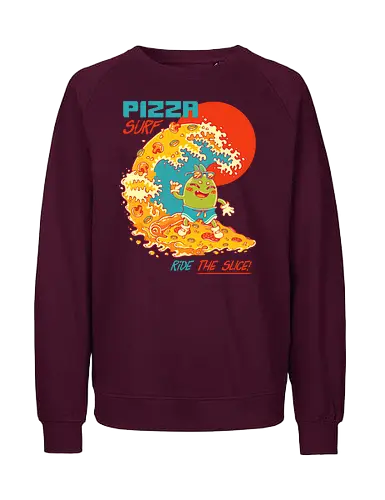 PIZZA SURF - pizza party, cute, joke, funny, pizza, surf, summer, cool, vacation - Fairtrade Sweatshirt
