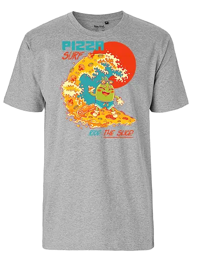 PIZZA SURF - pizza party, cute, joke, funny, pizza, surf, summer, cool, vacation - Fairtrade T-Shirt
