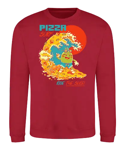 PIZZA SURF - pizza party, cute, joke, funny, pizza, surf, summer, cool, vacation - Sweatshirt