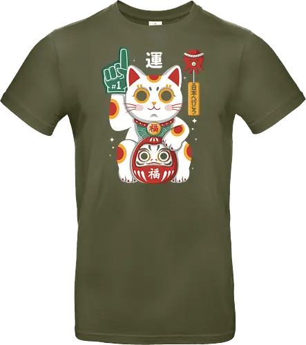 Lucky Mascot - colorful, cartoon, japanese, japan, lucky, mascot, maneki, neko, cat, daruma, fortune, luck, kawaii, asian, culture, traditional, cute, japaneseculture, catlover, goodluck, prosperity, amulet, oriental, popculture, gift - Standard T-Shirt