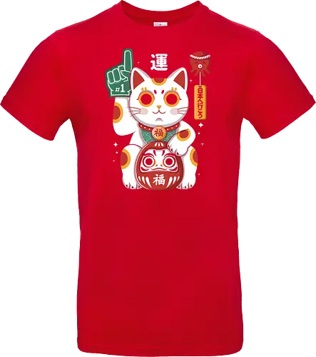 Lucky Mascot - colorful, cartoon, japanese, japan, lucky, mascot, maneki, neko, cat, daruma, fortune, luck, kawaii, asian, culture, traditional, cute, japaneseculture, catlover, goodluck, prosperity, amulet, oriental, popculture, gift - Standard T-Shirt