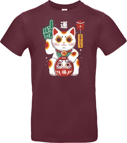 Lucky Mascot - colorful, cartoon, japanese, japan, lucky, mascot, maneki, neko, cat, daruma, fortune, luck, kawaii, asian, culture, traditional, cute, japaneseculture, catlover, goodluck, prosperity, amulet, oriental, popculture, gift - Standard T-Shirt