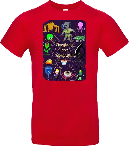 Everybody loves Spaghetti! - Spaghetti, Aliens, Xenomorph, Predator, Trypanohyncha_ocellus, Rocky, Pasta, Nudeln - Standard T-Shirt