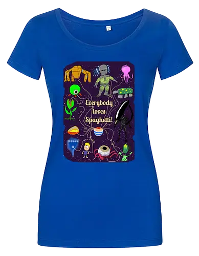 Everybody loves Spaghetti! - Spaghetti, Aliens, Xenomorph, Predator, Trypanohyncha_ocellus, Rocky, Pasta, Nudeln - Women T-Shirt