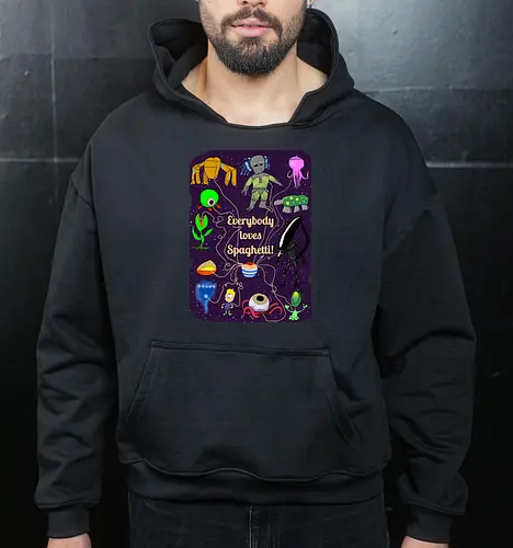Everybody loves Spaghetti! - Spaghetti, Aliens, Xenomorph, Predator, Trypanohyncha_ocellus, Rocky, Pasta, Nudeln - Cropped Hoodie